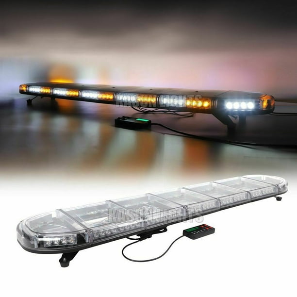 2Pcs 16" Amber White LED Warning Emergency Beacon Strobe Rooftop Mini Light Bar 